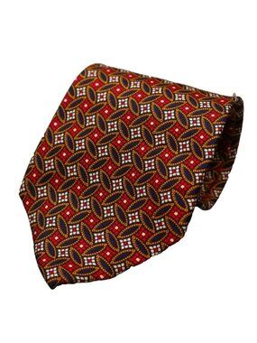 Harmont & Blaine Tie 100% Silk Mosaic Tile Pattern Made in Italy 3.75"
